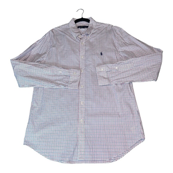 RALPH LAUREN  Mens Shirt SLIM FIT Red Polo Man CHECKERED Long Sleeve Shi… - Picture 1 of 12